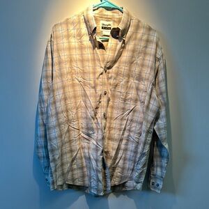 Wrangler Riata Beige and Blue Checkered Shirt
